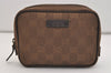Authentic GUCCI Vintage Pouch Purse GG Canvas Leather 106647 Brown 4781J