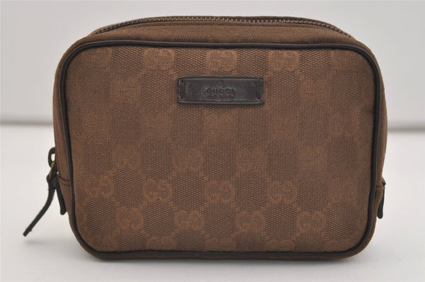 Authentic GUCCI Vintage Pouch Purse GG Canvas Leather 106647 Brown 4781J