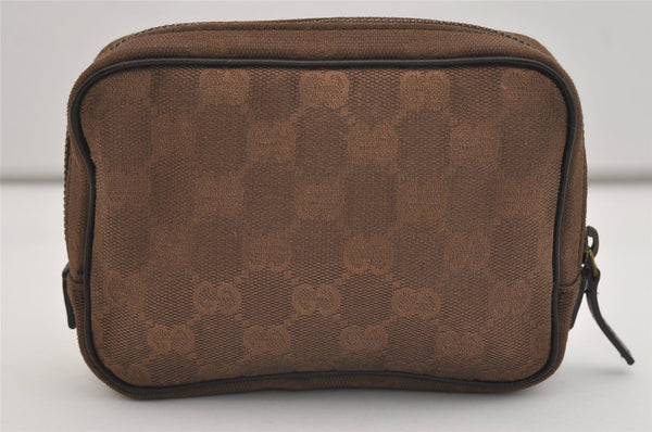 Authentic GUCCI Vintage Pouch Purse GG Canvas Leather 106647 Brown 4781J