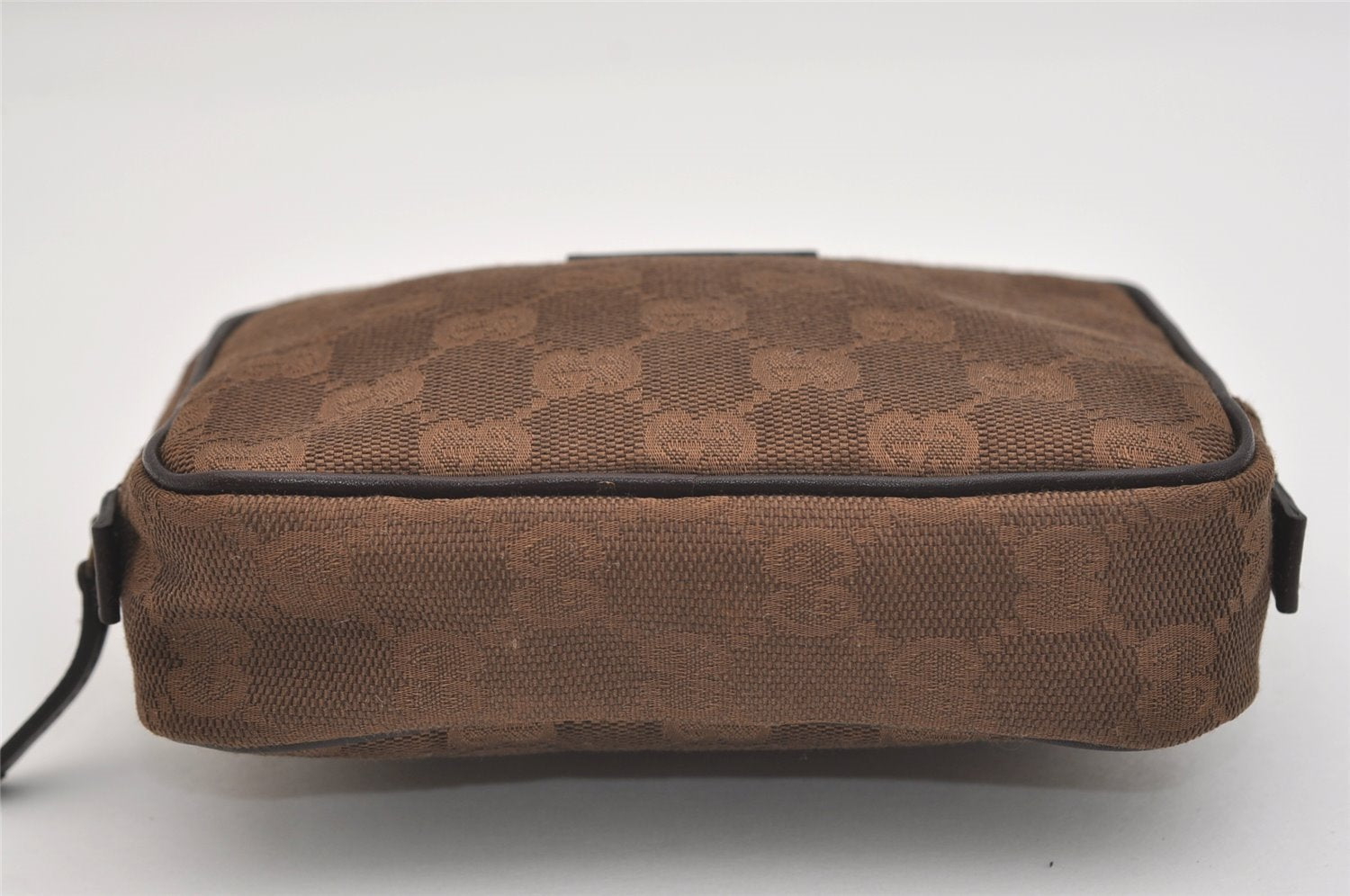 Authentic GUCCI Vintage Pouch Purse GG Canvas Leather 106647 Brown 4781J