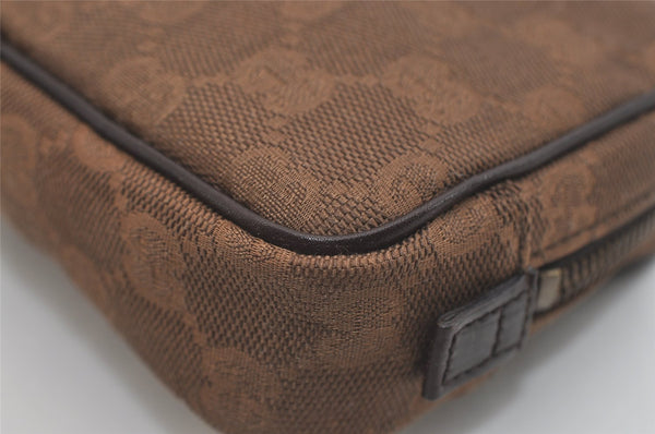 Authentic GUCCI Vintage Pouch Purse GG Canvas Leather 106647 Brown 4781J
