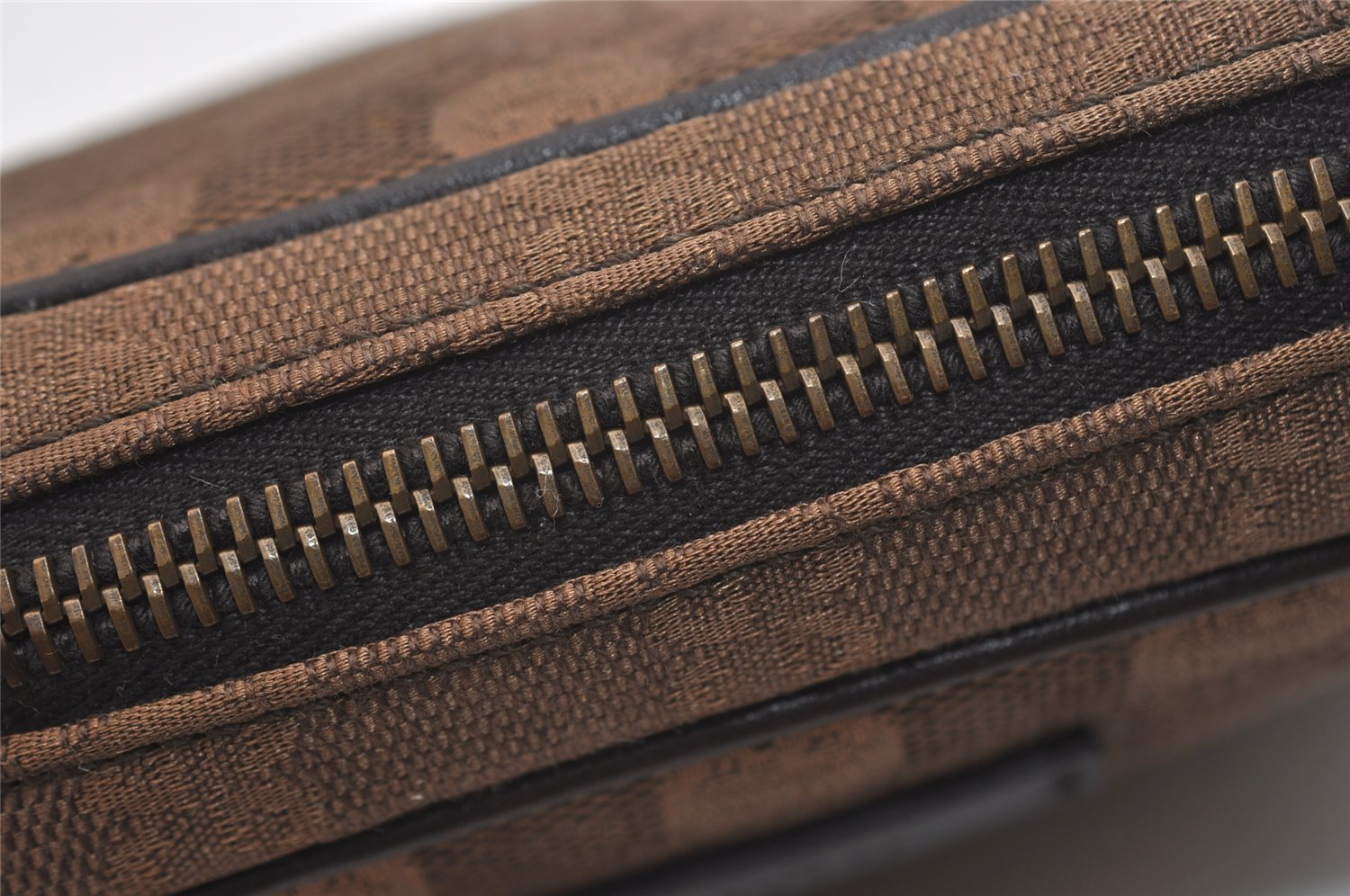 Authentic GUCCI Vintage Pouch Purse GG Canvas Leather 106647 Brown 4781J