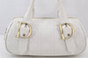 Authentic Christian Dior Cannage Leather Hand Boston Bag Purse White CD 4782K