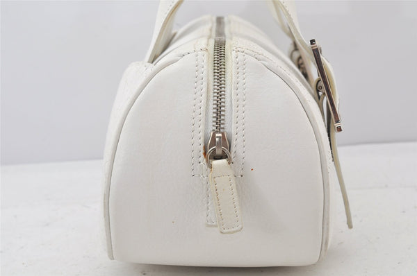 Authentic Christian Dior Cannage Leather Hand Boston Bag Purse White CD 4782K
