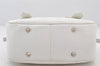 Authentic Christian Dior Cannage Leather Hand Boston Bag Purse White CD 4782K