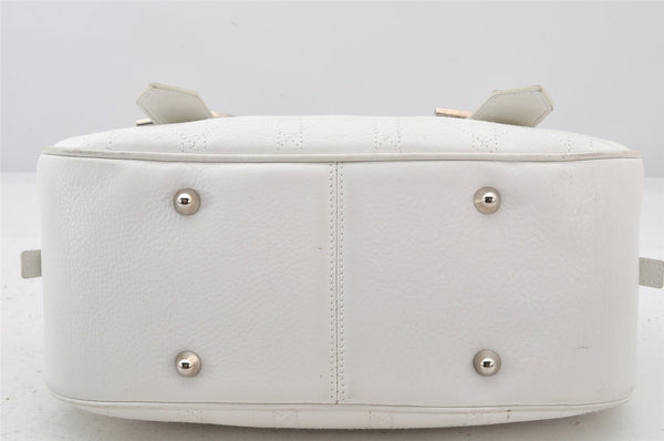 Authentic Christian Dior Cannage Leather Hand Boston Bag Purse White CD 4782K