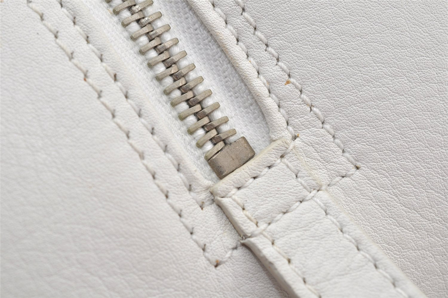 Authentic Christian Dior Cannage Leather Hand Boston Bag Purse White CD 4782K