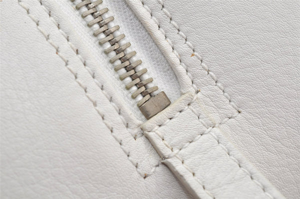Authentic Christian Dior Cannage Leather Hand Boston Bag Purse White CD 4782K