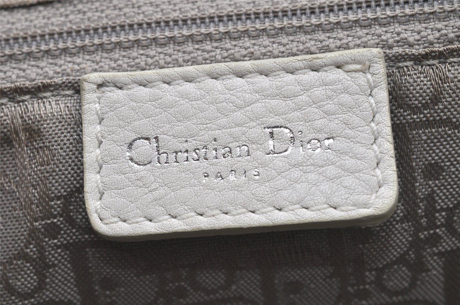 Authentic Christian Dior Cannage Leather Hand Boston Bag Purse White CD 4782K