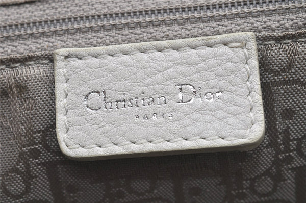 Authentic Christian Dior Cannage Leather Hand Boston Bag Purse White CD 4782K