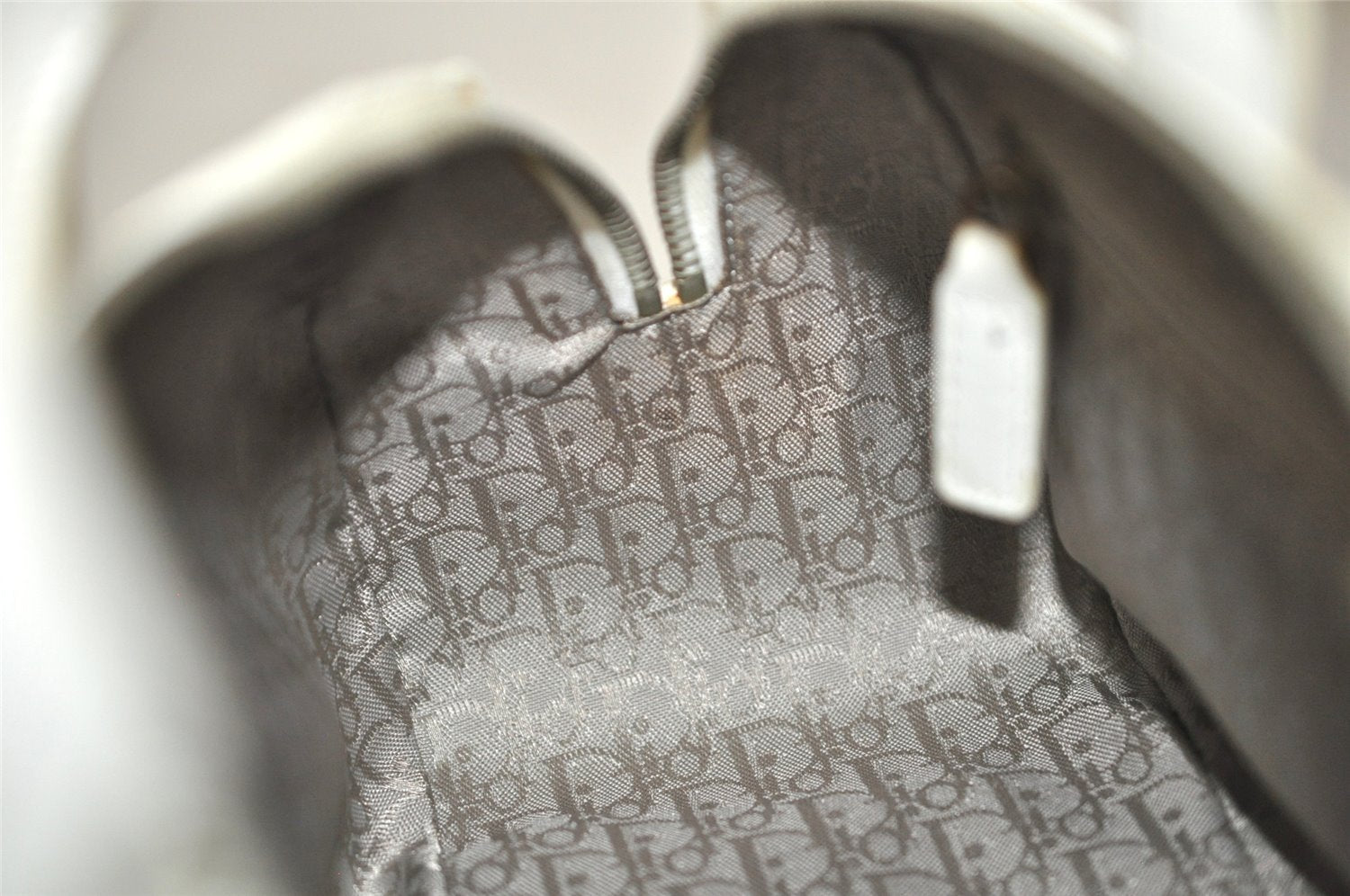 Authentic Christian Dior Cannage Leather Hand Boston Bag Purse White CD 4782K