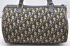Authentic Christian Dior Trotter Hand Boston Bag Purse Canvas Leather Blue 4784K