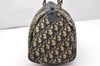 Authentic Christian Dior Trotter Hand Boston Bag Purse Canvas Leather Blue 4784K