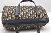 Authentic Christian Dior Trotter Hand Boston Bag Purse Canvas Leather Blue 4784K