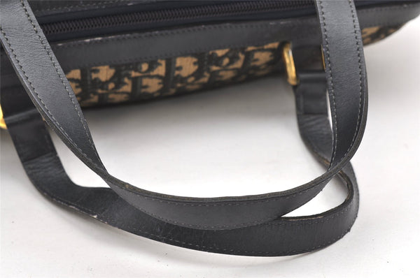 Authentic Christian Dior Trotter Hand Boston Bag Purse Canvas Leather Blue 4784K