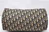 Authentic Christian Dior Trotter Hand Boston Bag Purse Canvas Leather Blue 4784K