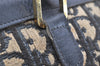 Authentic Christian Dior Trotter Hand Boston Bag Purse Canvas Leather Blue 4784K