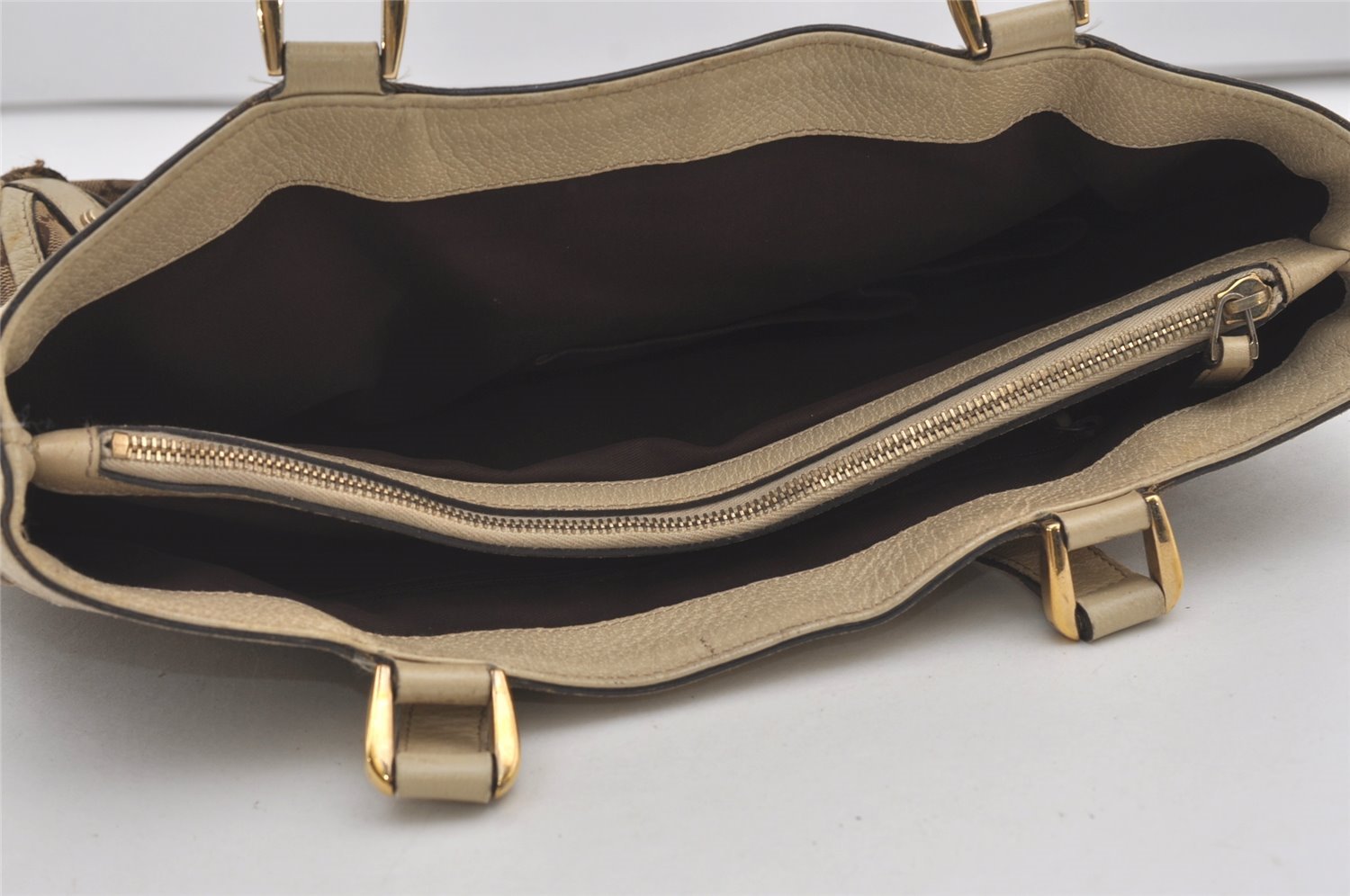 Authentic GUCCI Abbey Shoulder Hand Bag GG Canvas Leather 170004 Brown 4787I