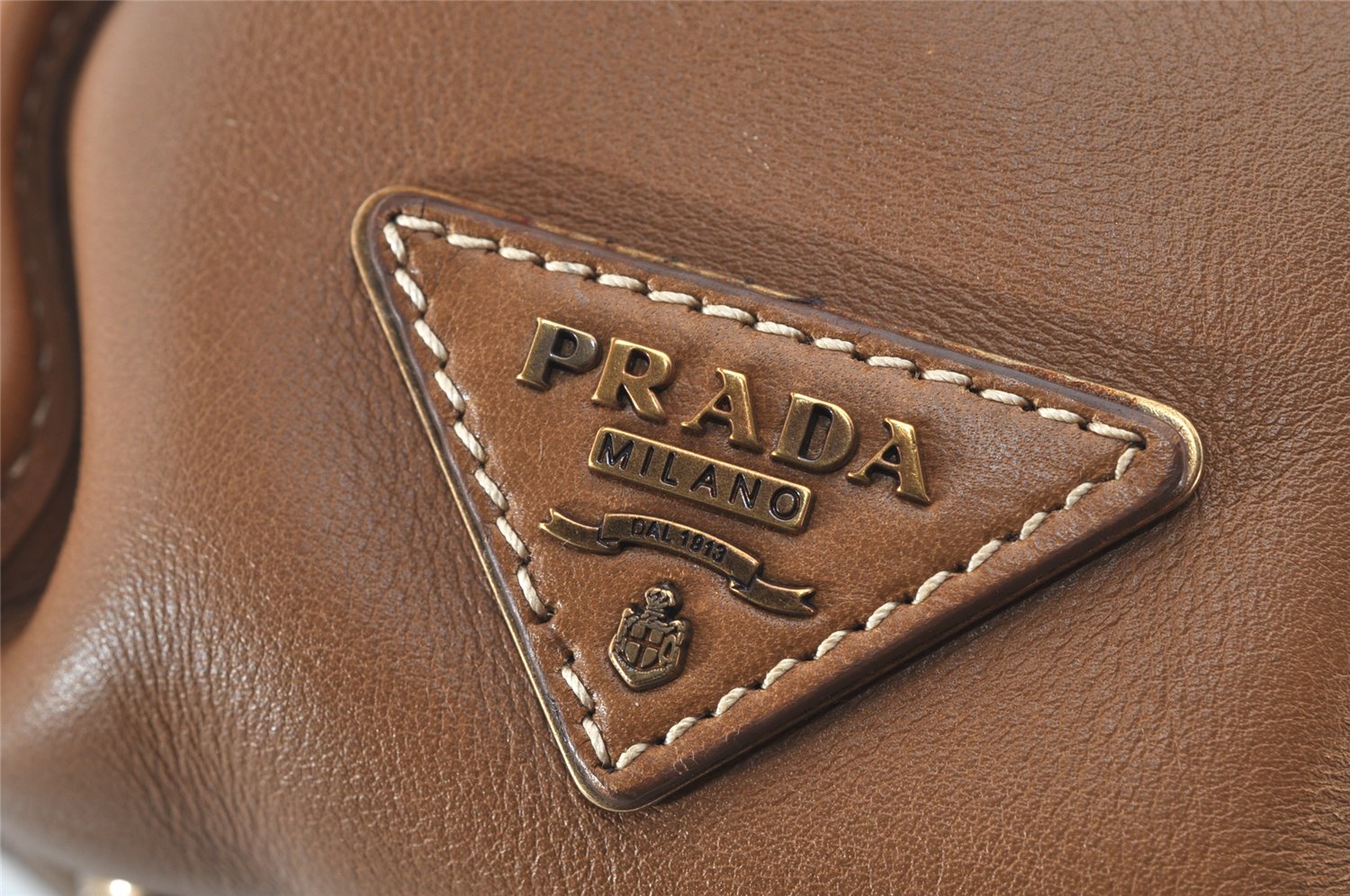 Authentic PRADA CITY CALF Leather Nappa Shoulder Hand Bag BN2136 Brown 4787K