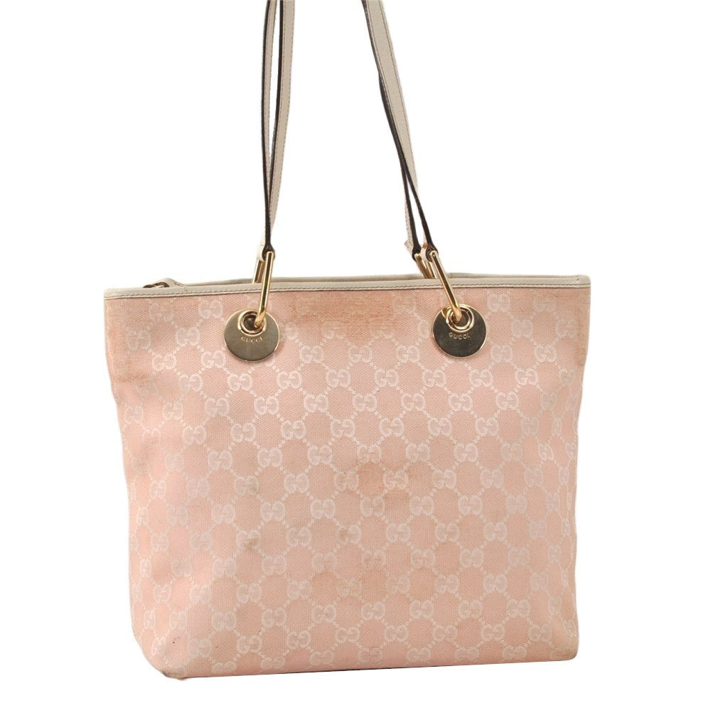 Authentic GUCCI Eclipse Shoulder Tote Bag GG Canvas Leather 139552 Pink 4789K