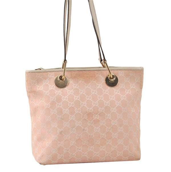 Authentic GUCCI Eclipse Shoulder Tote Bag GG Canvas Leather 139552 Pink 4789K