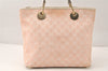 Authentic GUCCI Eclipse Shoulder Tote Bag GG Canvas Leather 139552 Pink 4789K