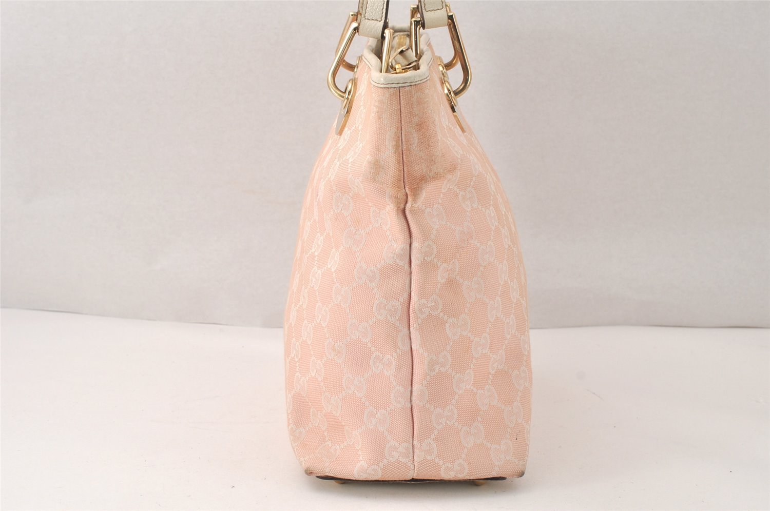Authentic GUCCI Eclipse Shoulder Tote Bag GG Canvas Leather 139552 Pink 4789K