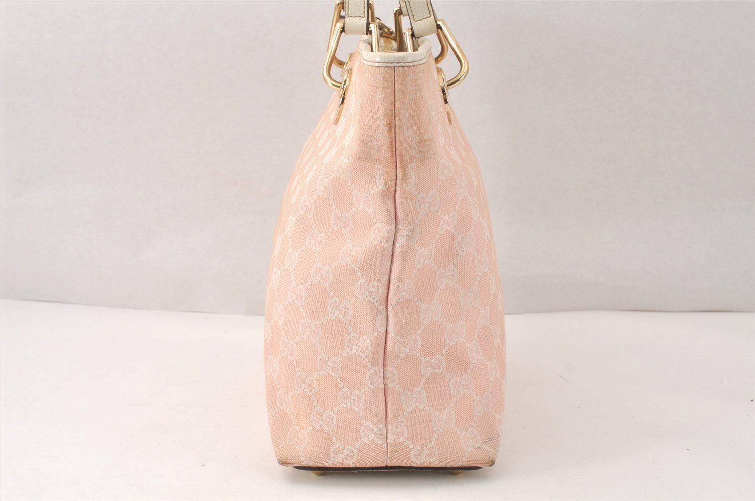 Authentic GUCCI Eclipse Shoulder Tote Bag GG Canvas Leather 139552 Pink 4789K