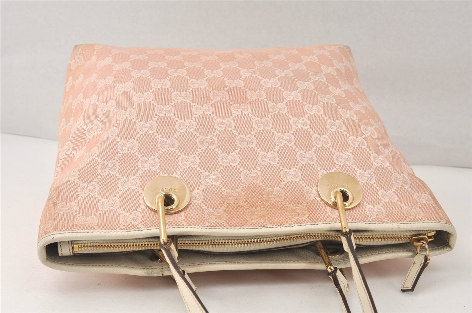 Authentic GUCCI Eclipse Shoulder Tote Bag GG Canvas Leather 139552 Pink 4789K