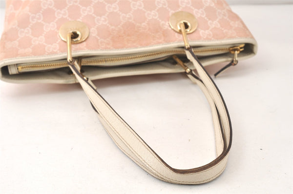 Authentic GUCCI Eclipse Shoulder Tote Bag GG Canvas Leather 139552 Pink 4789K