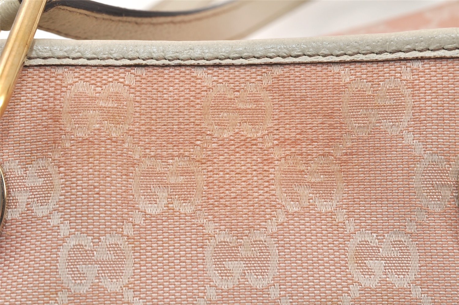 Authentic GUCCI Eclipse Shoulder Tote Bag GG Canvas Leather 139552 Pink 4789K