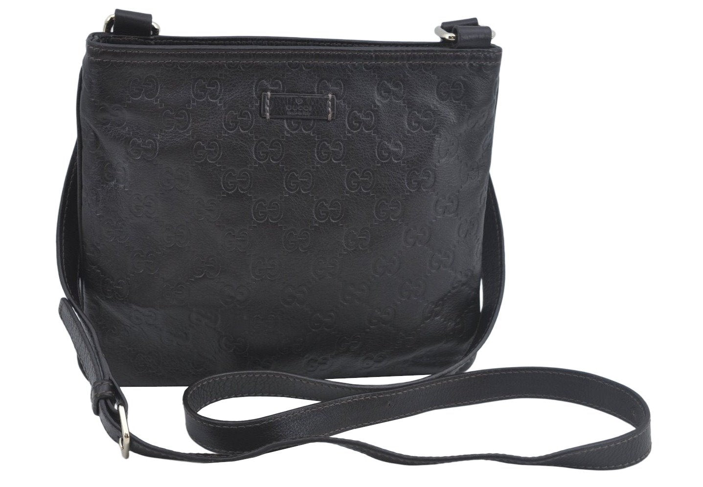 Authentic GUCCI Guccissima GG Leather Shoulder Bag Purse 201538 Brown 4790K