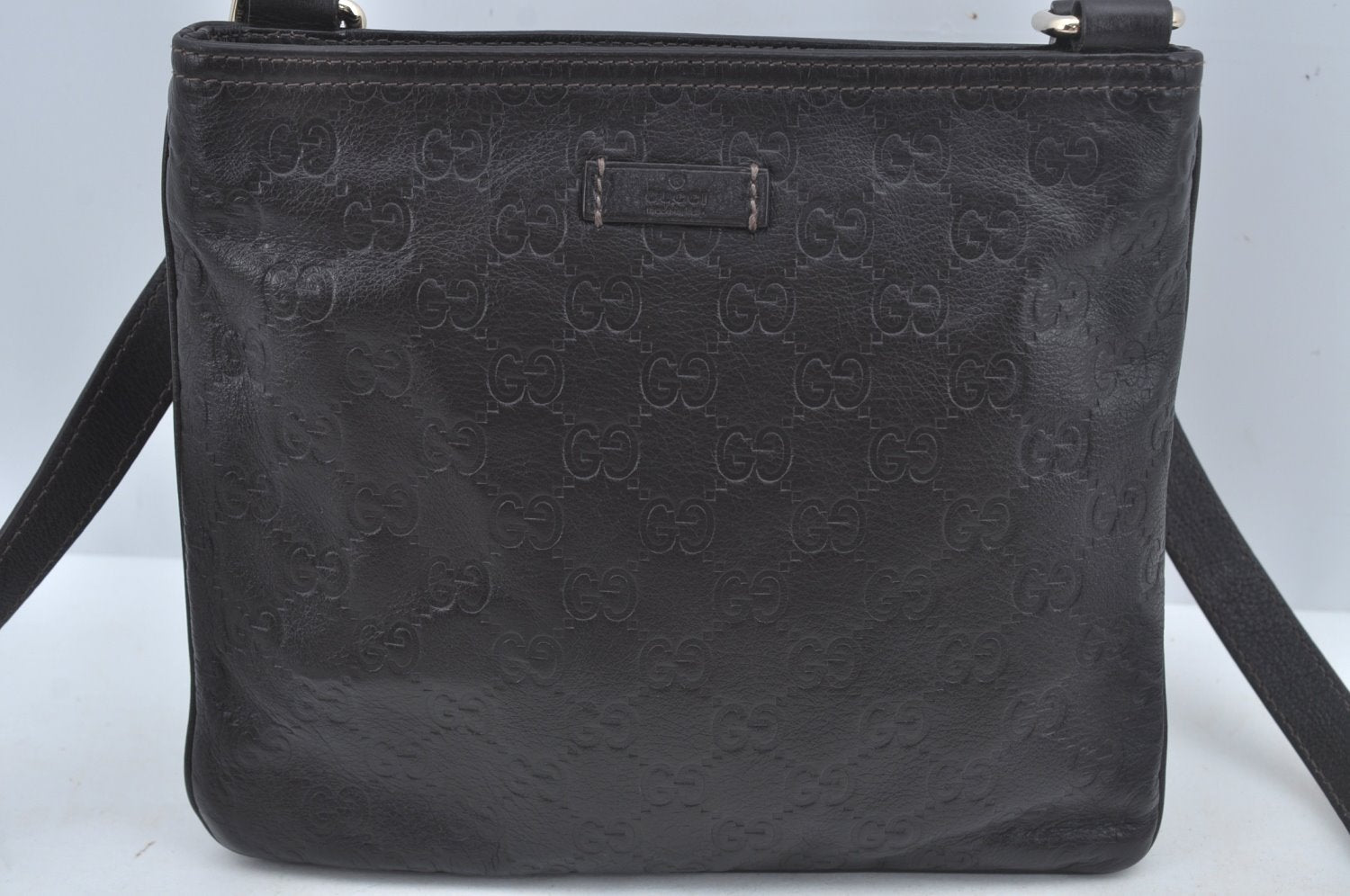 Authentic GUCCI Guccissima GG Leather Shoulder Bag Purse 201538 Brown 4790K