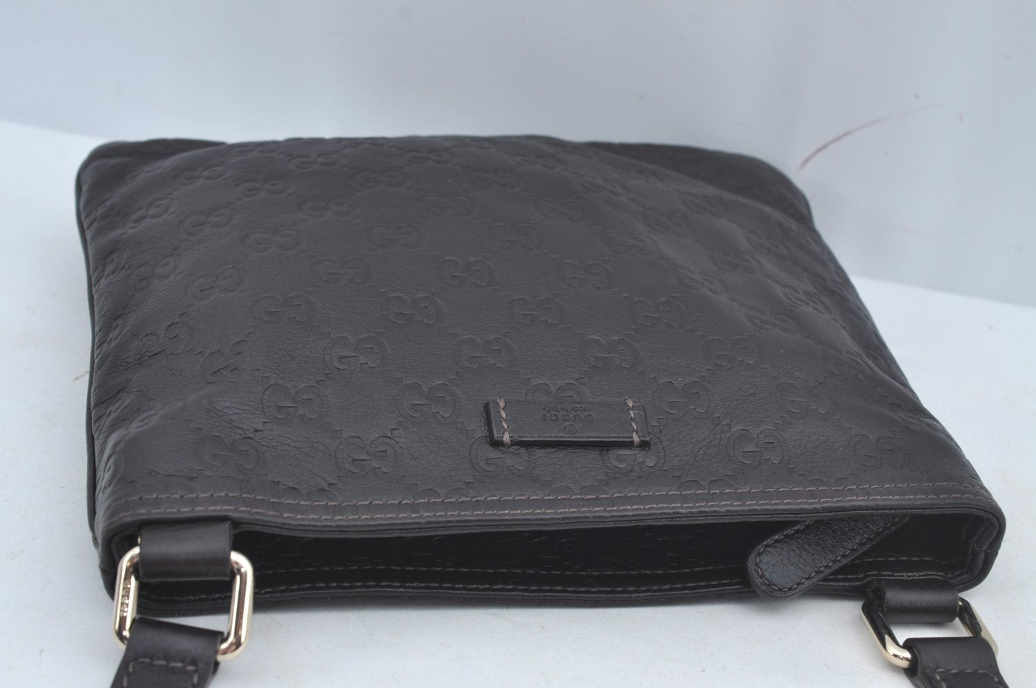 Authentic GUCCI Guccissima GG Leather Shoulder Bag Purse 201538 Brown 4790K