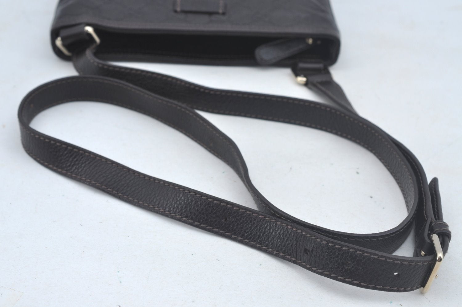 Authentic GUCCI Guccissima GG Leather Shoulder Bag Purse 201538 Brown 4790K