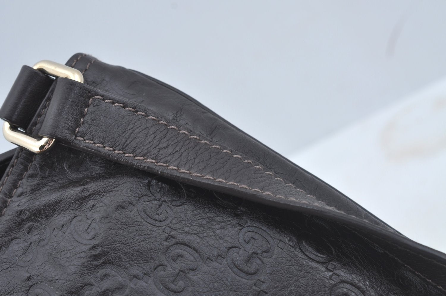 Authentic GUCCI Guccissima GG Leather Shoulder Bag Purse 201538 Brown 4790K