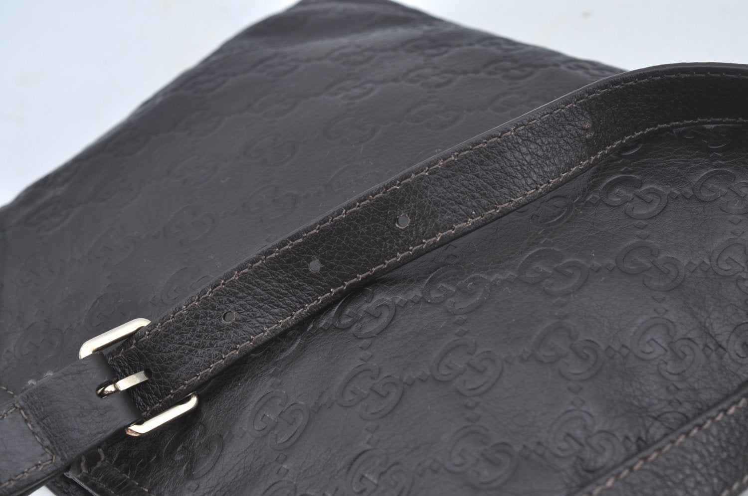 Authentic GUCCI Guccissima GG Leather Shoulder Bag Purse 201538 Brown 4790K