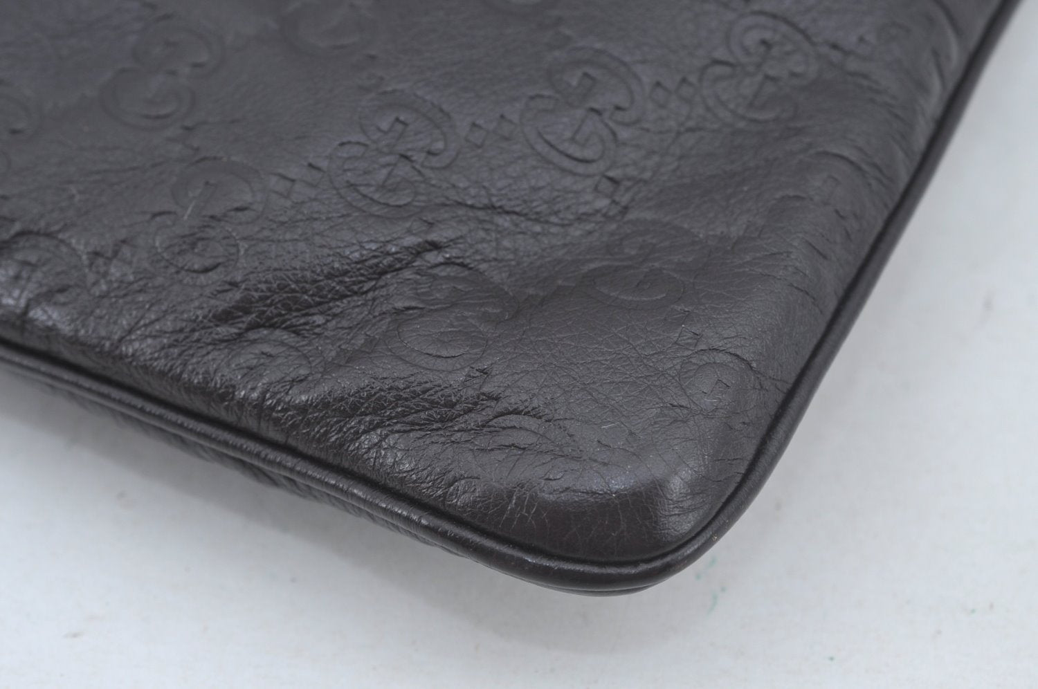 Authentic GUCCI Guccissima GG Leather Shoulder Bag Purse 201538 Brown 4790K