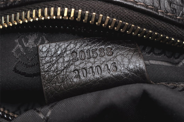 Authentic GUCCI Guccissima GG Leather Shoulder Bag Purse 201538 Brown 4790K