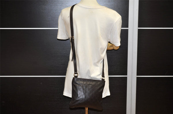 Authentic GUCCI Guccissima GG Leather Shoulder Bag Purse 201538 Brown 4790K