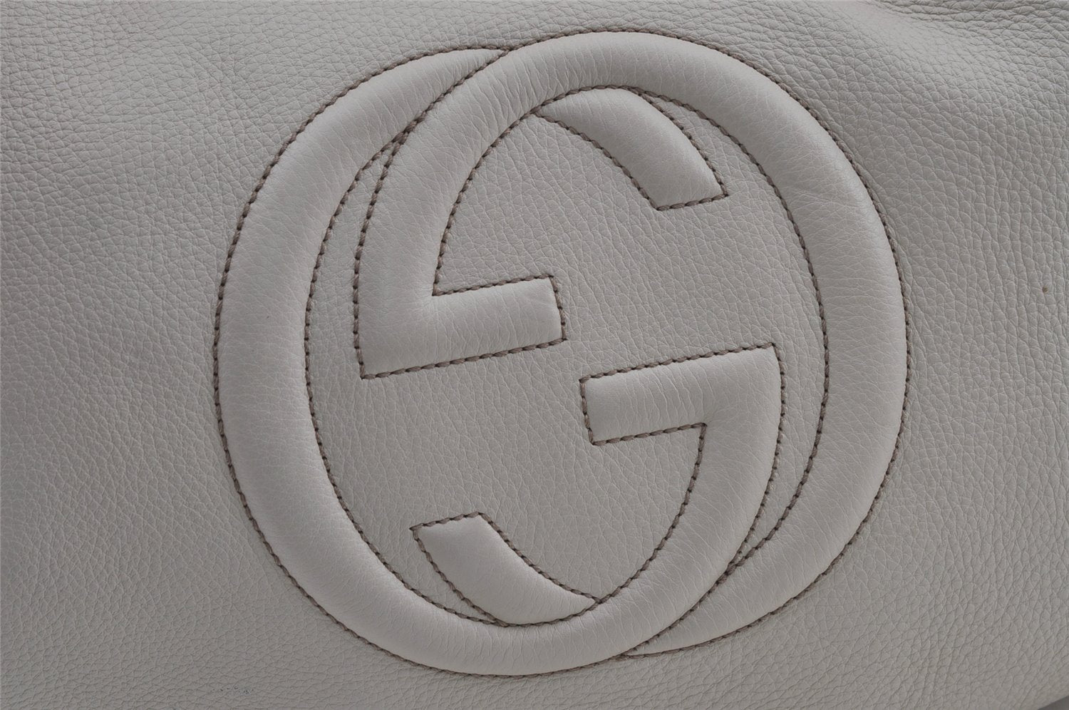 Authentic GUCCI Vintage SOHO Tassel Shoulder Tote Bag Leather 282304 White 4791I