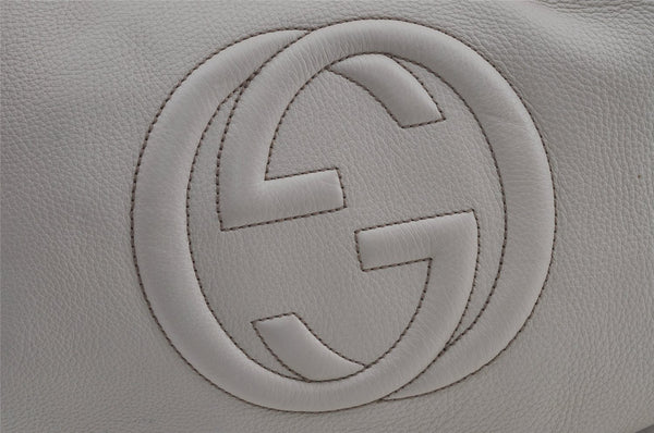 Authentic GUCCI Vintage SOHO Tassel Shoulder Tote Bag Leather 282304 White 4791I