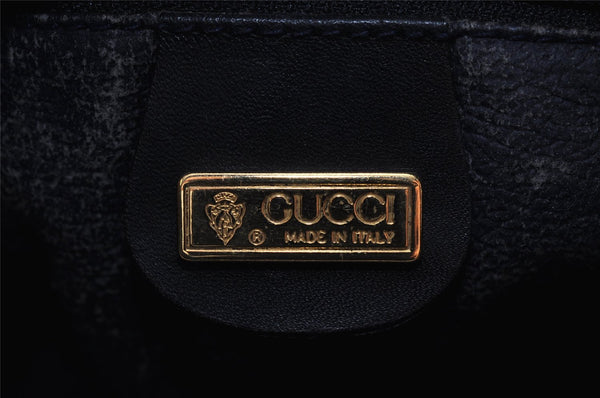 Authentic GUCCI Micro GG PVC Leather Shoulder Cross Body Bag Navy Blue 4792I