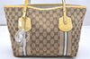 Authentic GUCCI Jolie Sherry Line Tote Bag GG Canvas Enamel 211971 Brown 4792K