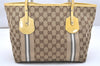 Authentic GUCCI Jolie Sherry Line Tote Bag GG Canvas Enamel 211971 Brown 4792K