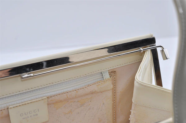 Authentic GUCCI Vintage Shoulder Hand Bag Purse Enamel 0013117 White Junk 4793I