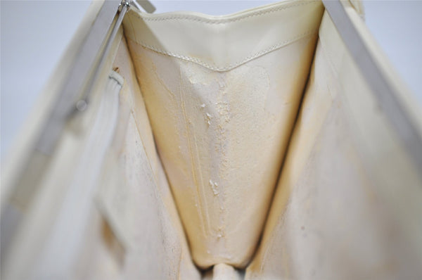 Authentic GUCCI Vintage Shoulder Hand Bag Purse Enamel 0013117 White Junk 4793I