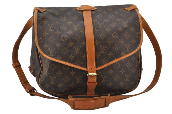 Authentic Louis Vuitton Monogram Saumur 35 Shoulder Cross Bag M42254 LV 4793K