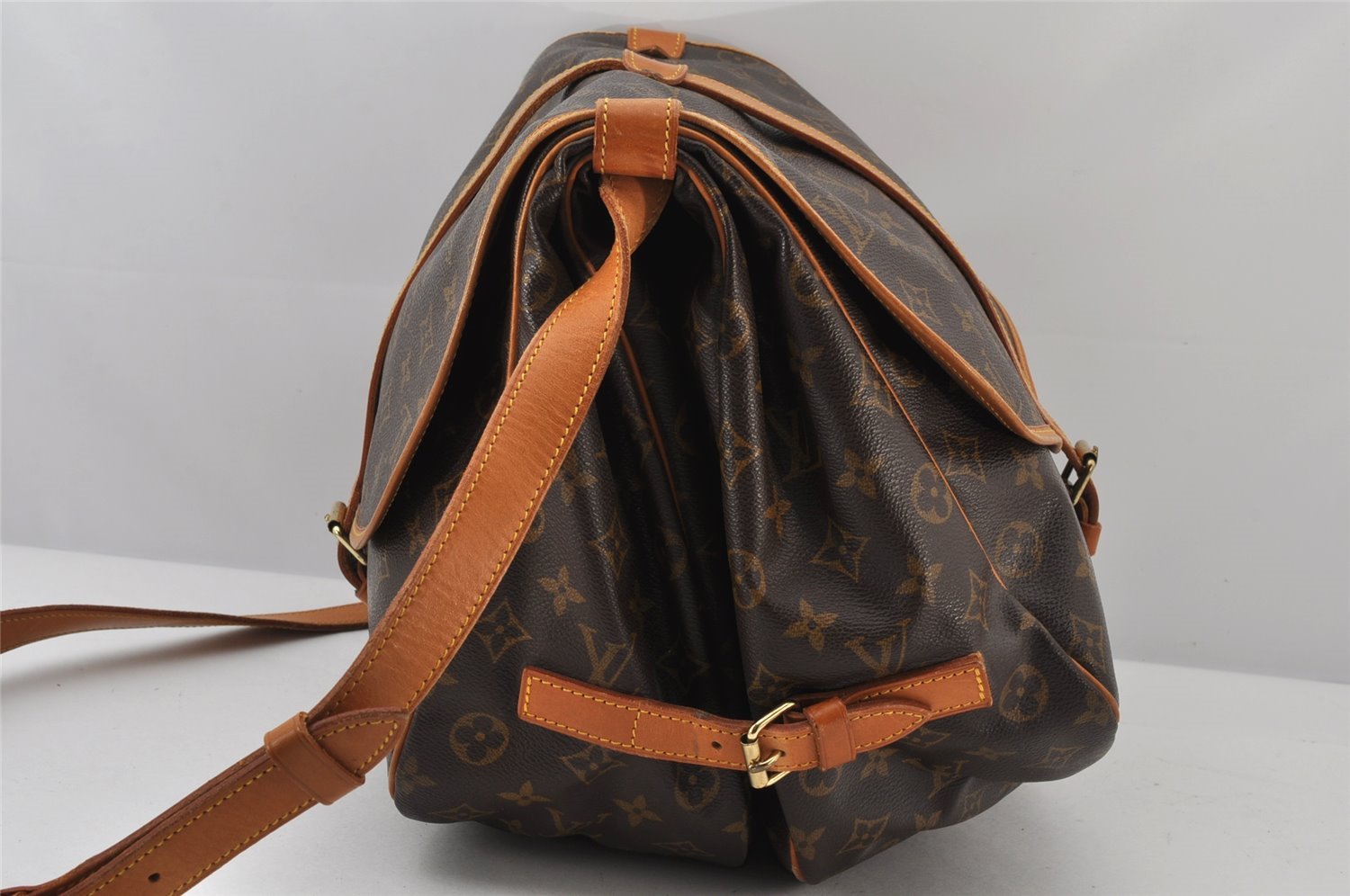 Authentic Louis Vuitton Monogram Saumur 35 Shoulder Cross Bag M42254 LV 4793K