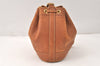 HERMES Market TPM Shoulder Drawstring Bag Purse Leather Brown 4794K